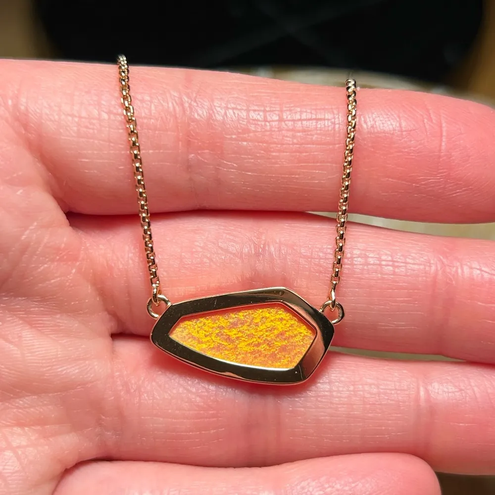 Cami Necklace in Rose Gold & Coral Kyocera Opal - Image 15