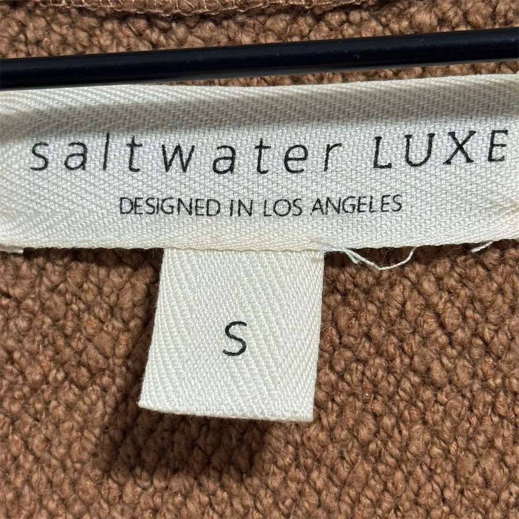 Saltwater Luxe Sweatshirt Women's Small Colorblock Half Zip Raw Hem Cotton Blend - Image 6