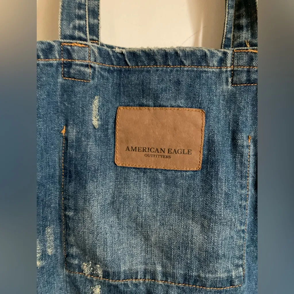 American Eagle Light Wash Distressed/Ripped Denim Shoulder Bag - Image 2