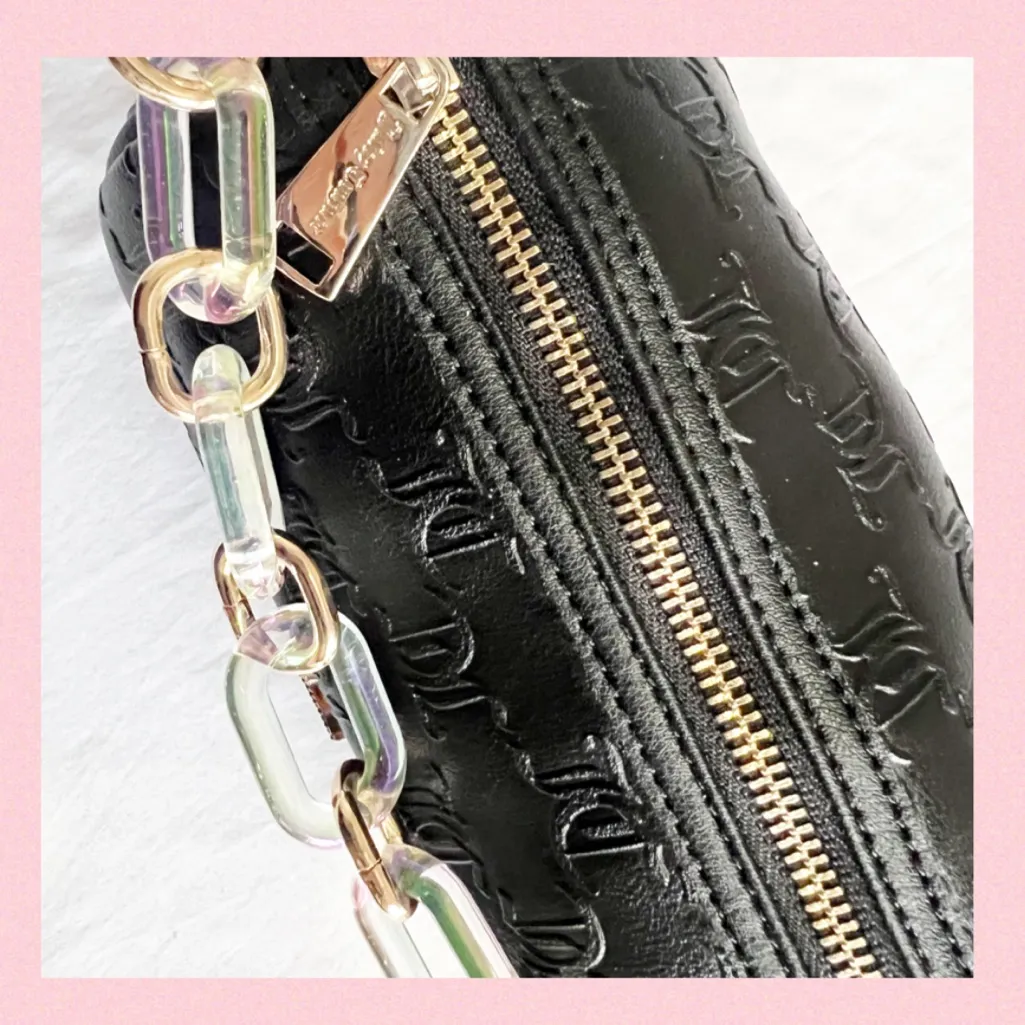 JUICY COUTURE Bling Bling Barrel Handbag Black Gold Chain Bling “JUICY” Logo - Image 7