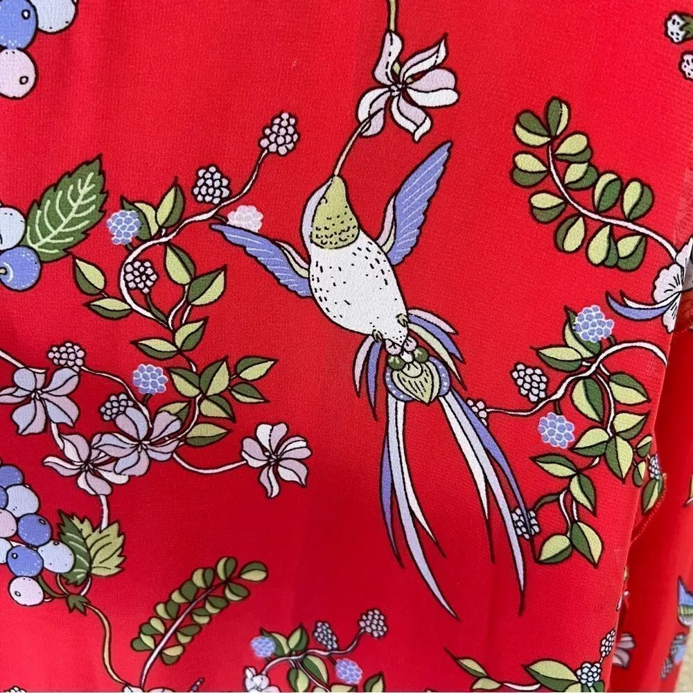 Nanette Lepore Paradise Dreaming Floral Hummingbird Print Maxi Dress - Image 9