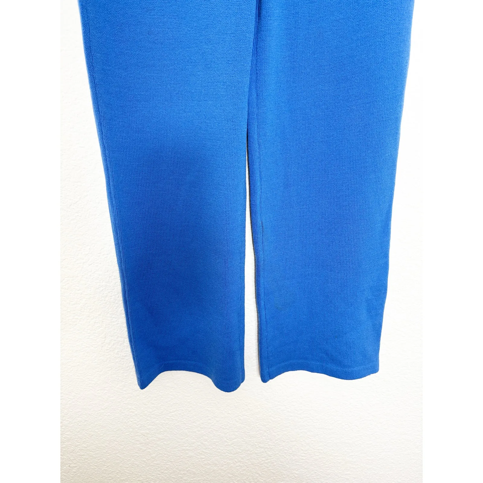 St. John Sport Cobalt Blue Santana Knit Wide Leg Pants Size Small Wool Vintage - Image 10