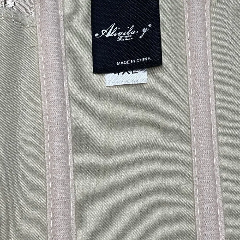 Vintage Alivila.Y Fashion Corset Floral Victorian Top Gold/Cream Sz 4XL Plus White - Image 10