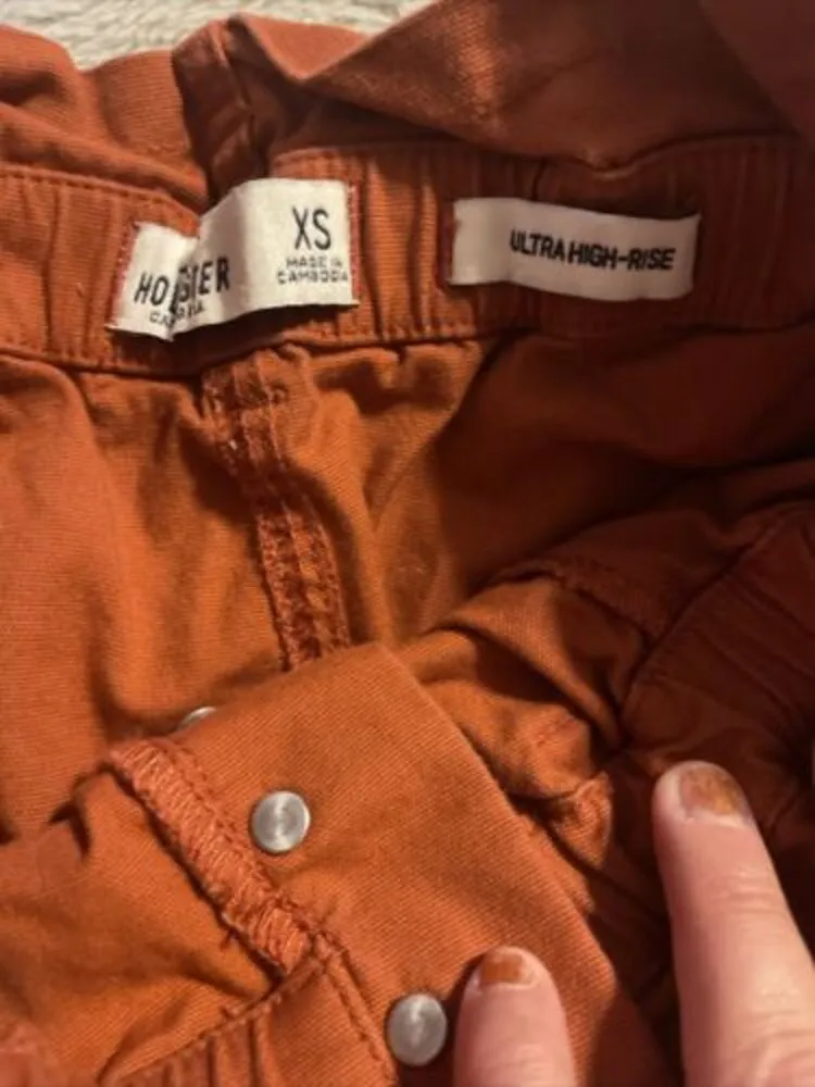 Hollister Size XS Burnt Orange Ultra High Rise Button Up Skirt Raw Hem Mini - Image 6