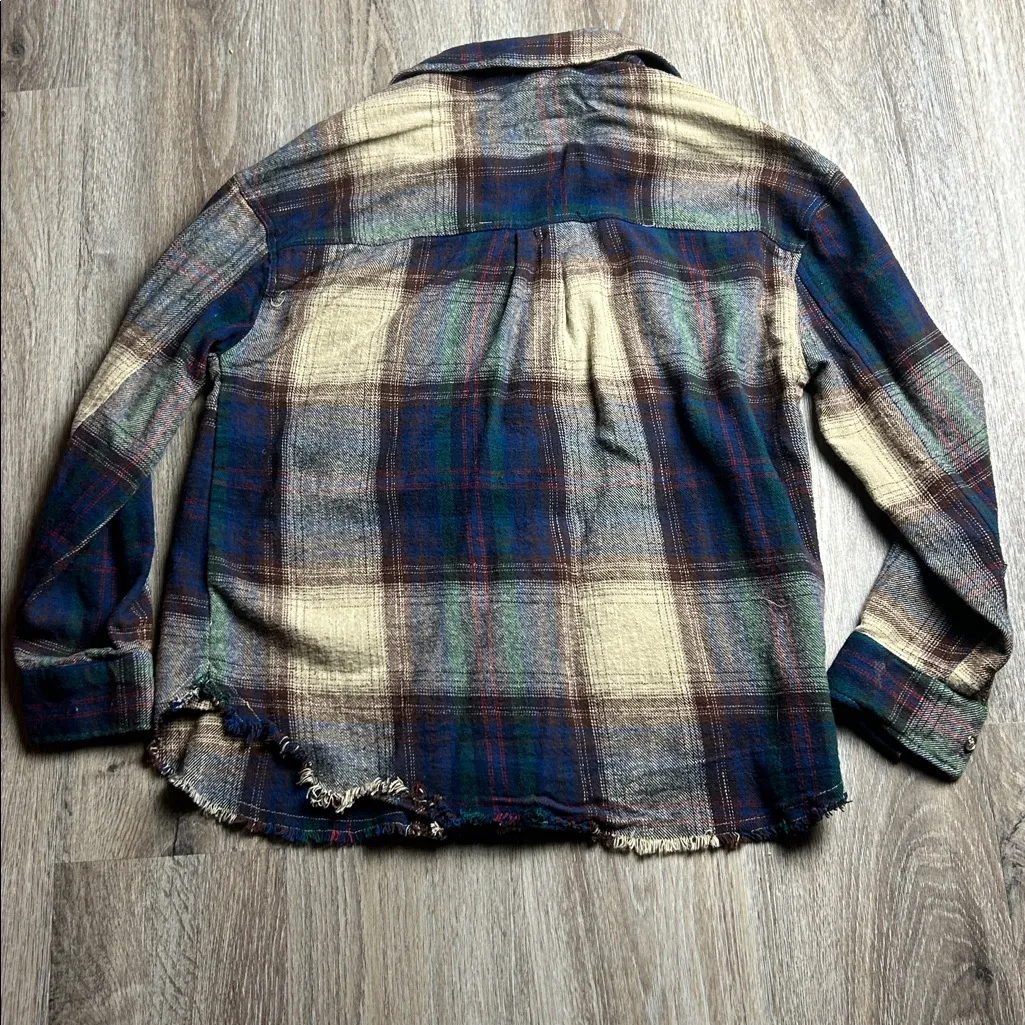 Plaid Button-Up Shirt - Blue and Brown - Image 13