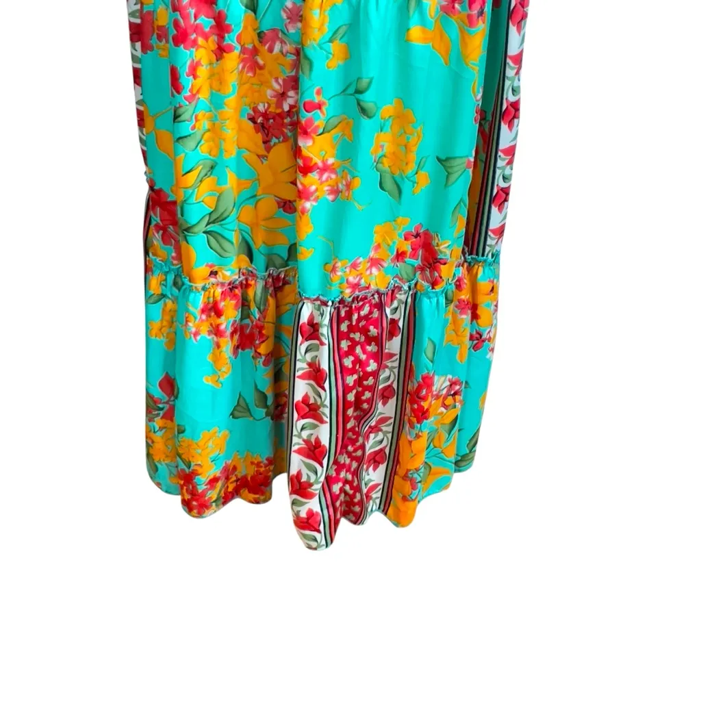 Me 2 Magic Dress Womens L Green Floral Boho Maxi Kimono Sleeves Lightweight Size L - Image 7