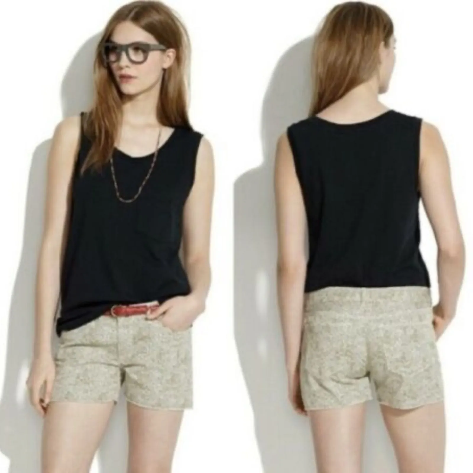 Madewell Womens Denim Cut Off Safari Dot Shorts Raw Hem 5 Pocket Style Size 28 - Image 3