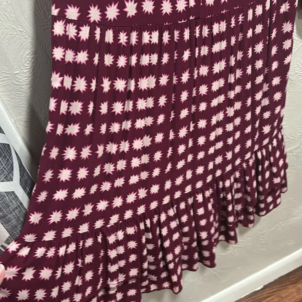 Boden Burgundy Starburst Tiered Dress Size US 6 Red - Image 4