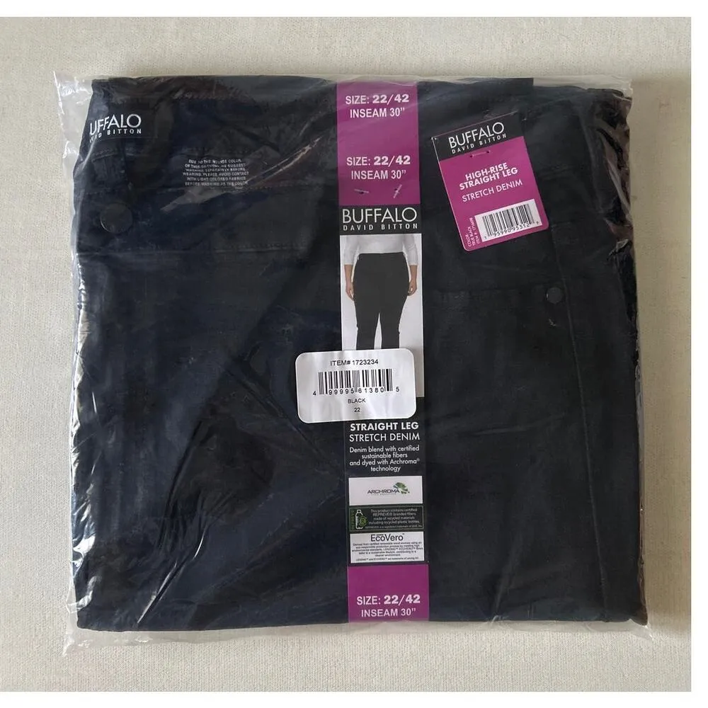 Buffalo David Bitton Womens Black Straight Leg Stretch Jeans Waist is 22 XXXL - Image 7