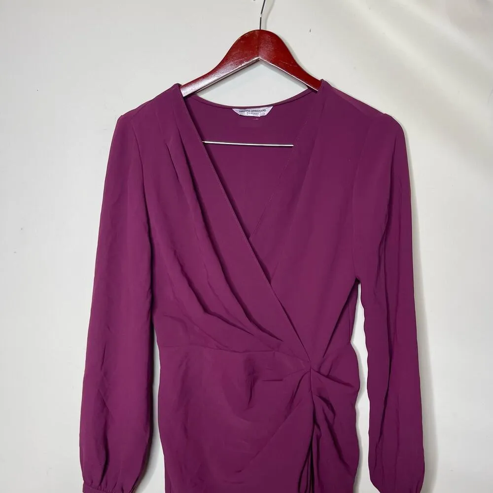 Amanda Uprichard Long Sleeve Roma Dress Womens S in Aubergine Purple - Image 3