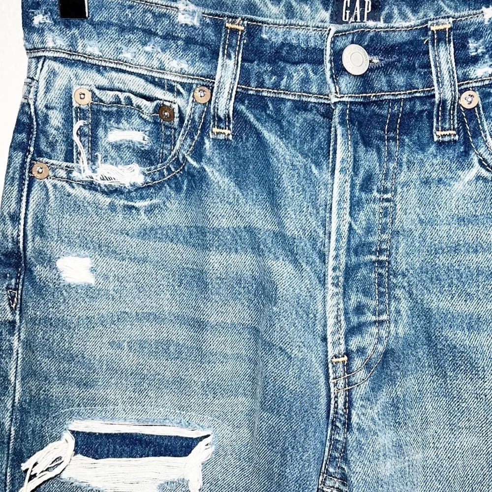 Gap Denim Cheeky Straight Destressed Destroyed Button Fly Jeans - Image 4