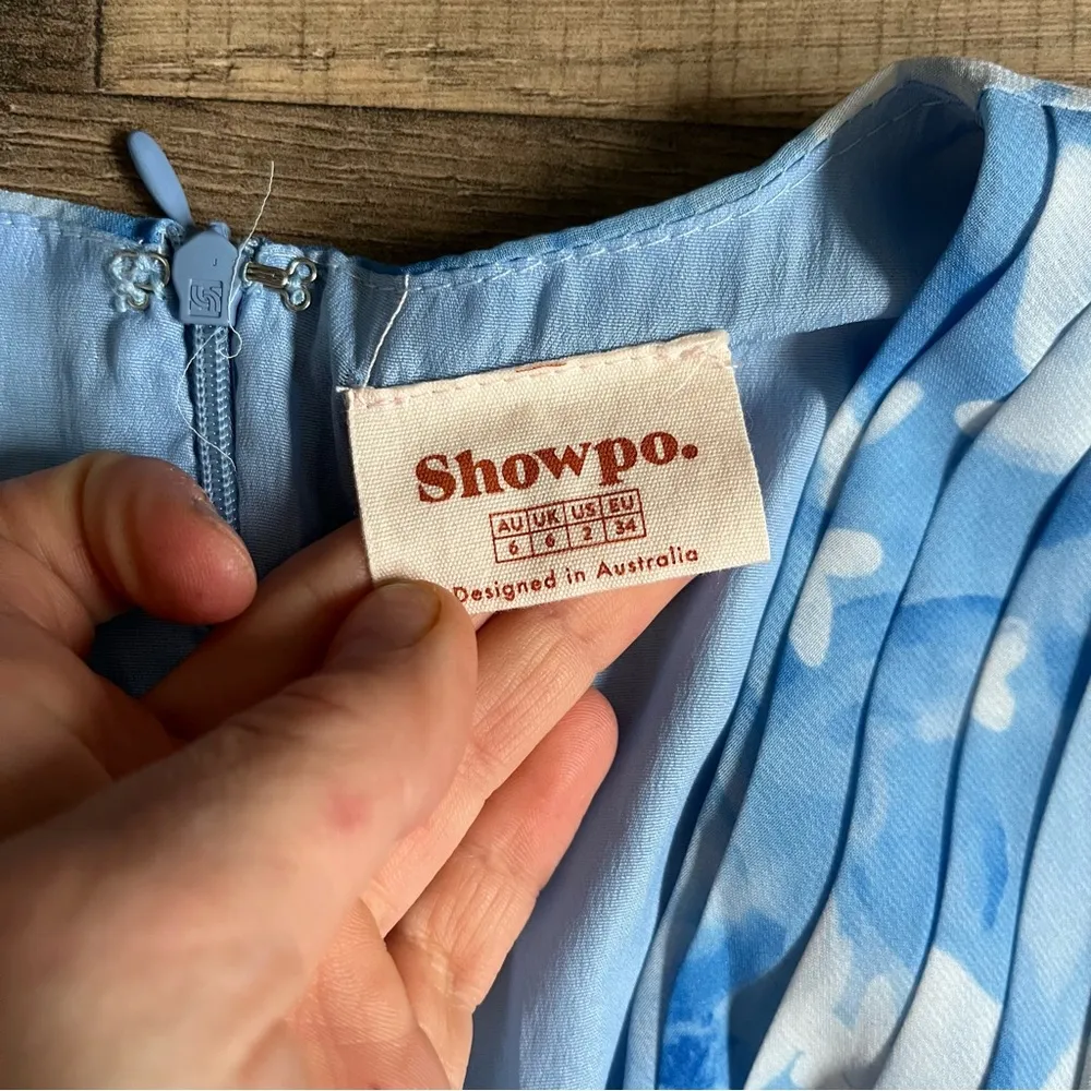 blue white ruched print mini dress 2 - Image 2