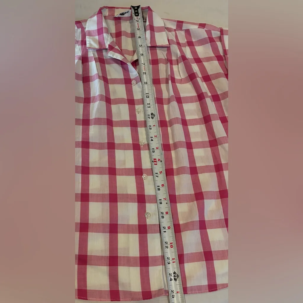 VINTAGE LINNAY Women’s Pink & White Gingham Button Down Shirt Like New Size 8 - Image 5