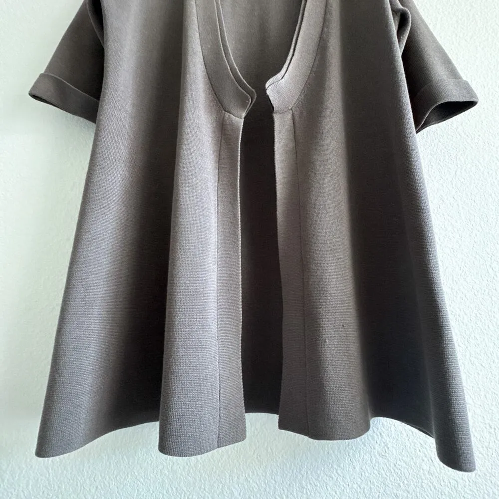 Eileen Fisher M Silk Cotton Knit Cardigan Jacket Open Front Elbow Sleeve - Image 7