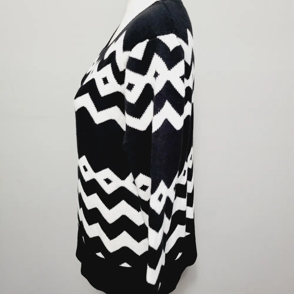 G.H. Bass & Co. black geo chevron stripe crewneck sweater size xl - Image 4