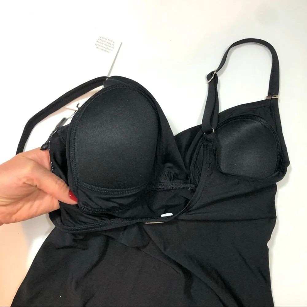 Calvin Klein black ruched twist tankini swim top - Image 7