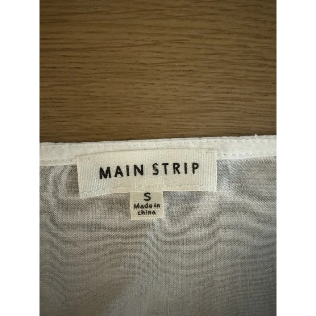 Main Strip Striped Shirt Size Small Tie Bottom Short Sleeve Rayon Lightweight - Image 3