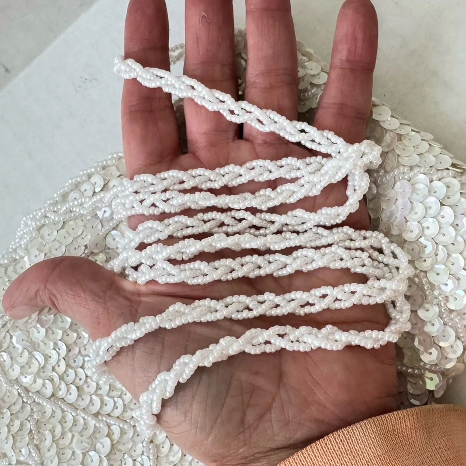 Vintage La Regale Vintage White Sequin Embellished Evening Bag - Image 5