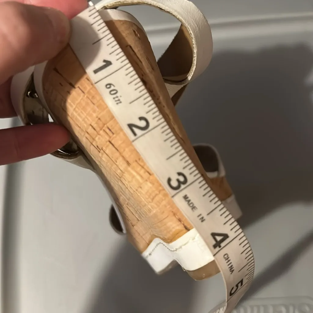 Franco‎ Sarto White Serenity Cork Wedge Heels Size 7.5M - Image 14