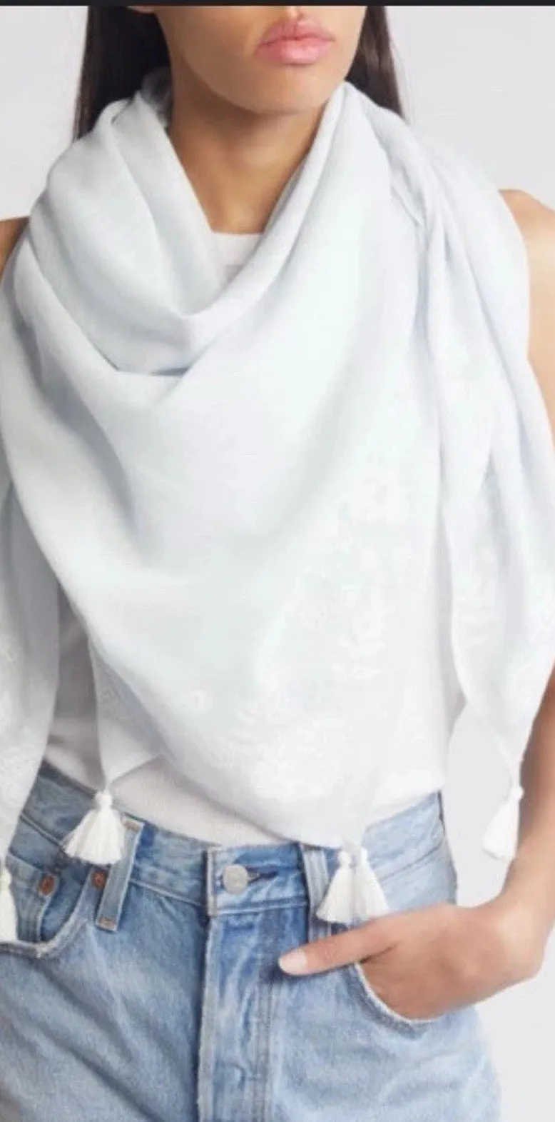 Treasure & Bond Floral Embroidered Square Scarf in Blue Illusion Combo $49 - Image 1