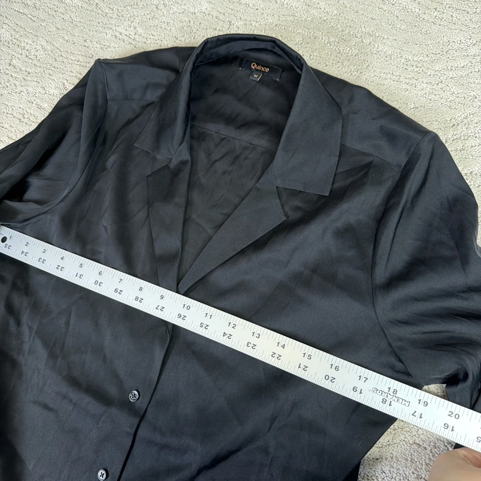 Women's Quince Medium Black Silk Button Down Blouse Business Work Washable - Image 4