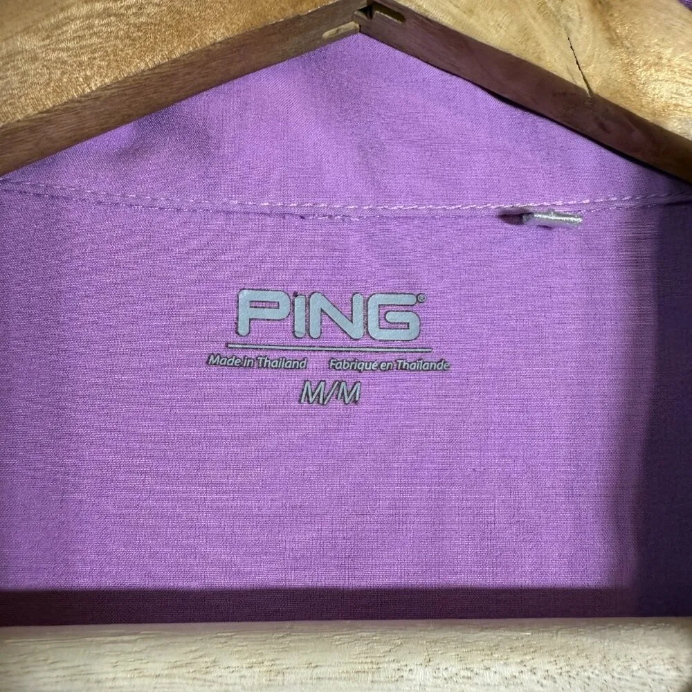 PING Full Zip Lightweight Windbreaker Jacket Womens Medium Purple Thumbhole Golf - Image 6