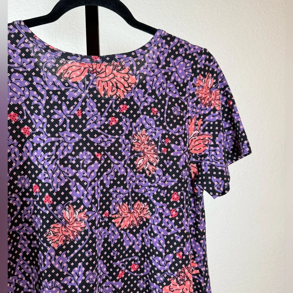 Women’s High Low Dress Boho Floral Dress Soft Stretch Knit Flowy Pink Purple - Image 6