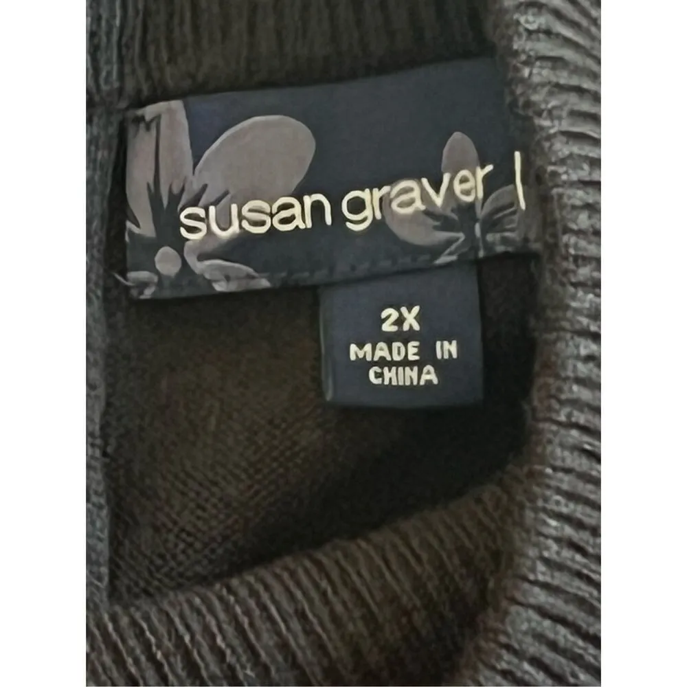 Susan Graver black mock neck short sleeve shirt Size 2X - Image 7