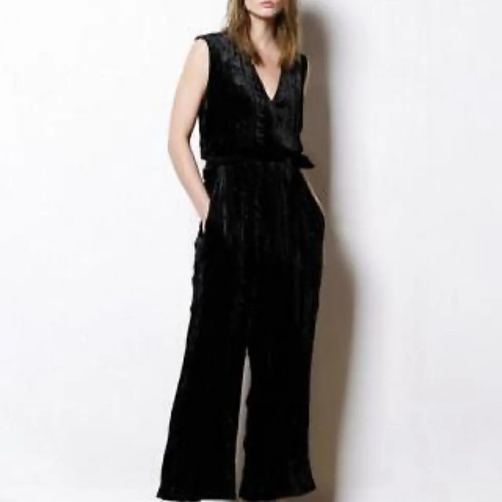 Caara Crop Velvet jumpsuit Black Size M - Image 6