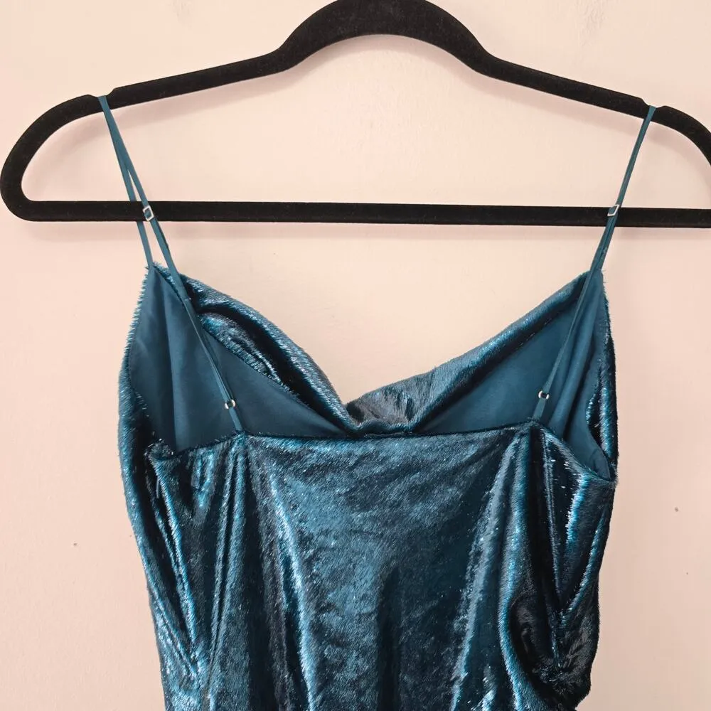 CINQ A SEPT Shiny Astrid Dress Teal Topaz Metallic Bodycon Mini Women's Size 0 - Image 7