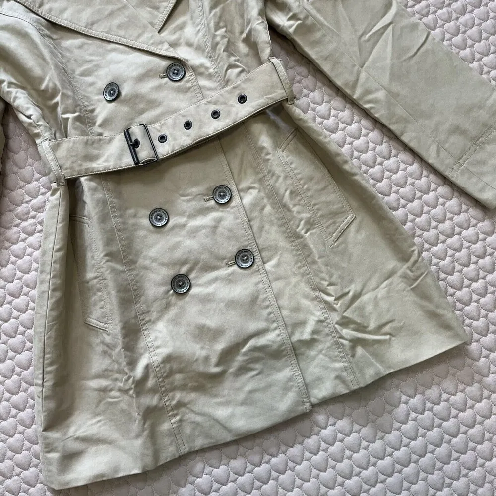 NWOT Crew Women's Trench Coats With Belt Jackets Flower lining Size 10 Khaki Tan - Image 5