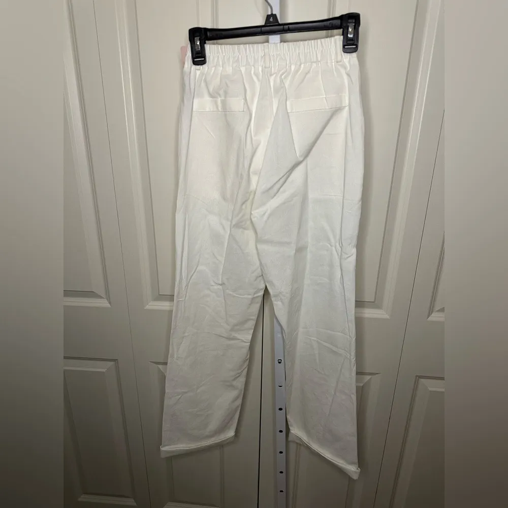 Shop Micas White High Waist Trousers Straight Leg Pants XS‎ New with Tags - Image 3