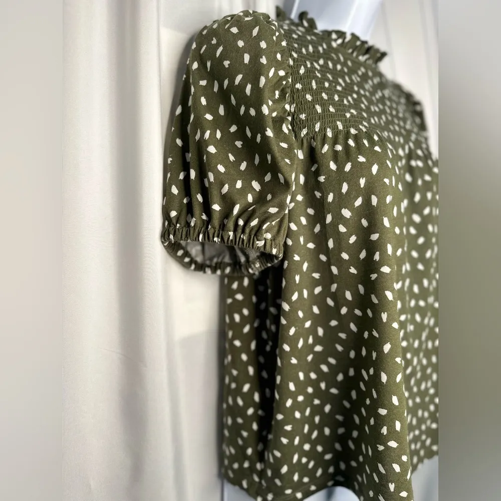 Loft  Green Boxy Blouse with Peter Pan Collar(822) - Image 3