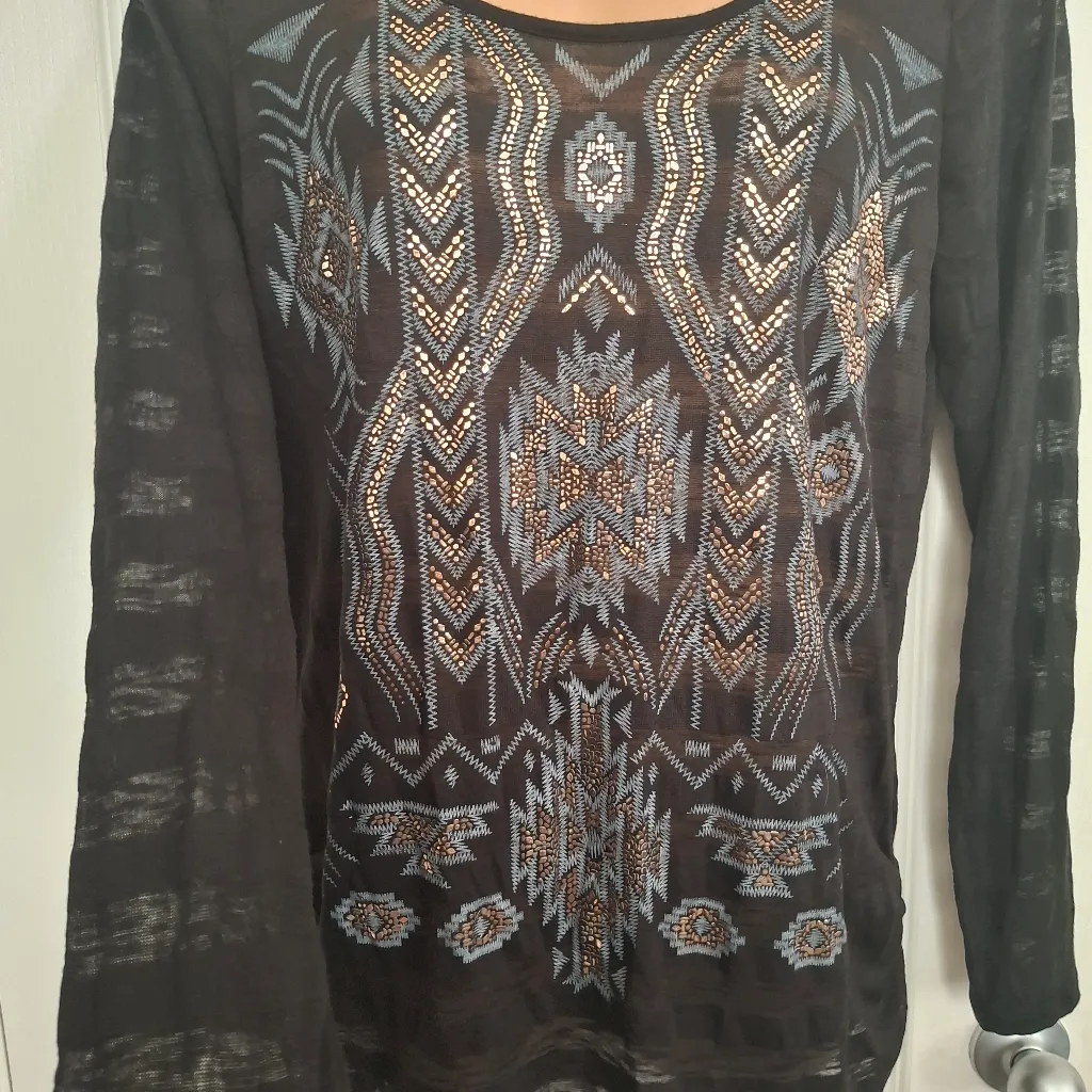 Maurices Sz 2 Black and Gray Patterned Women's Top - Image 8