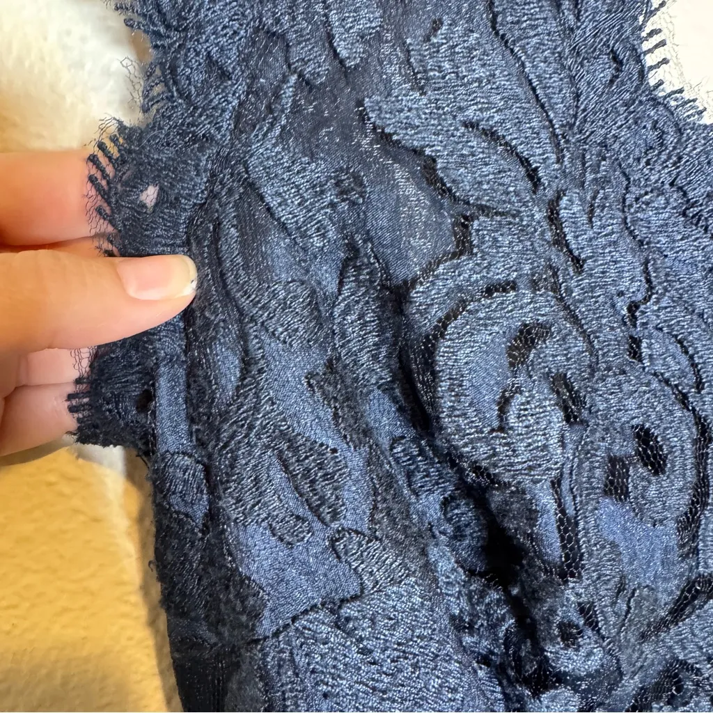 Tadashi Shoji Blue Lace Mini Sheath Dress Womens 10 Sleeveless Classic Formal - Image 3