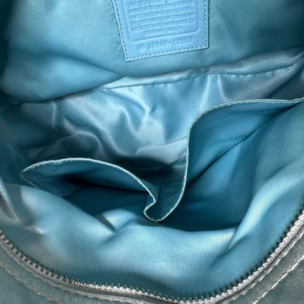 Zoe Hobo Bag Purse Jacquard Beige SILVER Monogram Canvas F12657 - Image 15