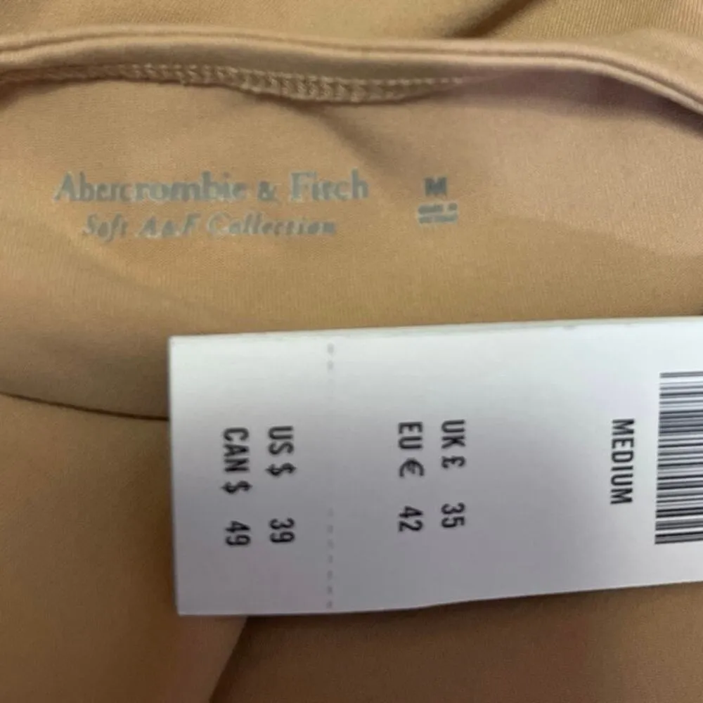 NEW Abercrombie & Fitch Tan Stretch Cami Camisole Tank Bodysuit Top Size M - Image 3