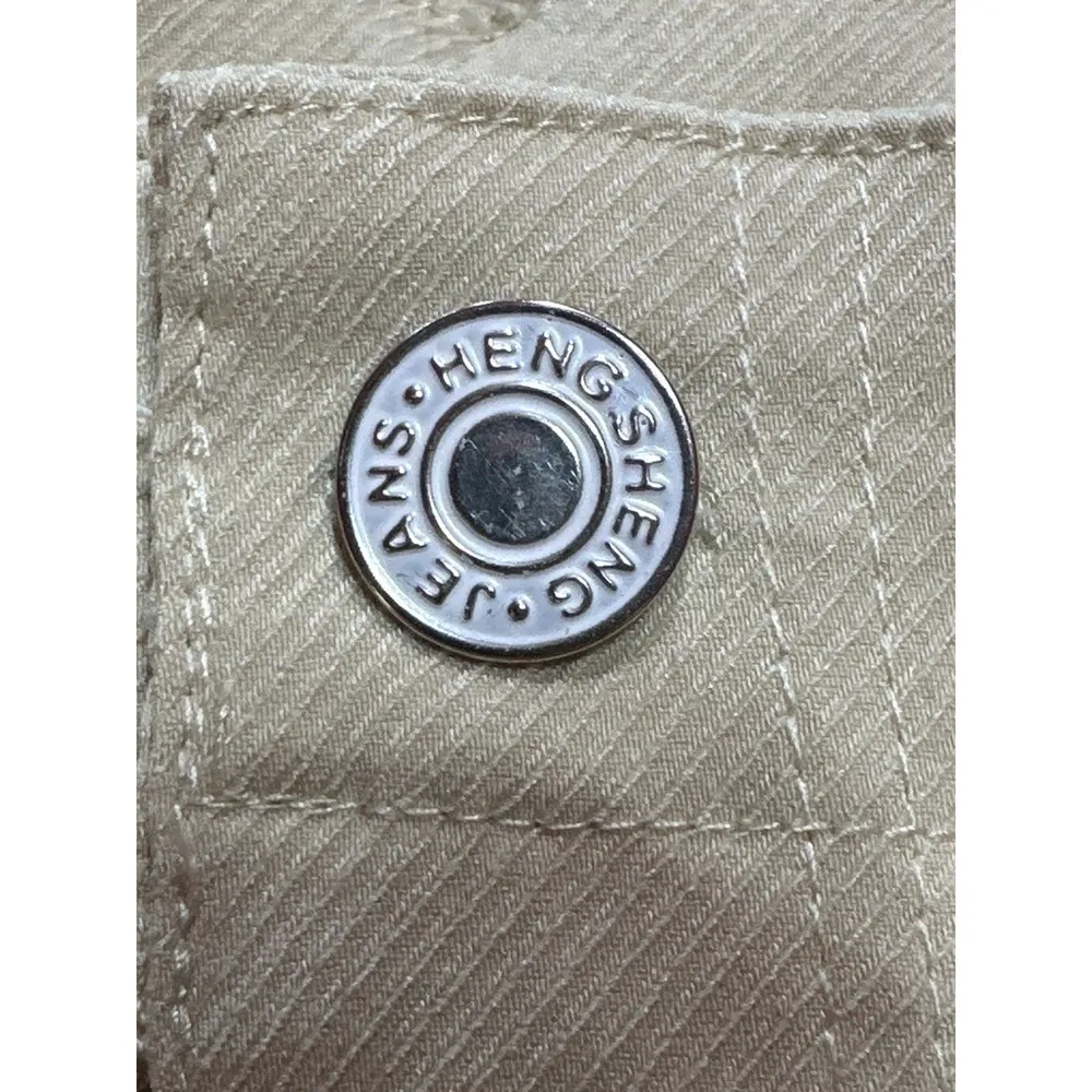 Heng Sheng Jeans Cargo Pants Wide Leg Utility Khaki Trousers Women's L Tan Size L - Image 3