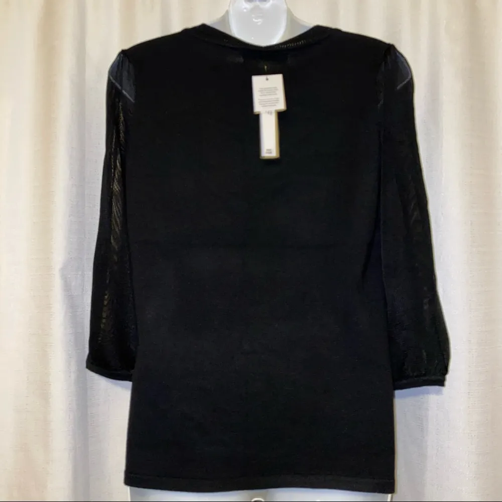 Catherine Malandrino Black Pullover with Sheer Sleeves size small New - Image 8
