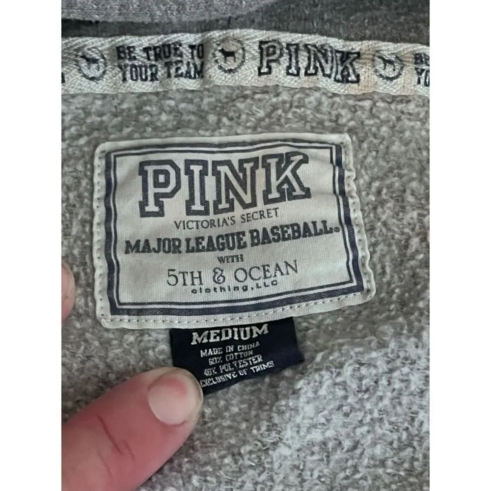 Tampa Bay Rays Victorias Secret PINK Zip‎ Up Hoodie Sweatshirt Gray Size Med - Image 7