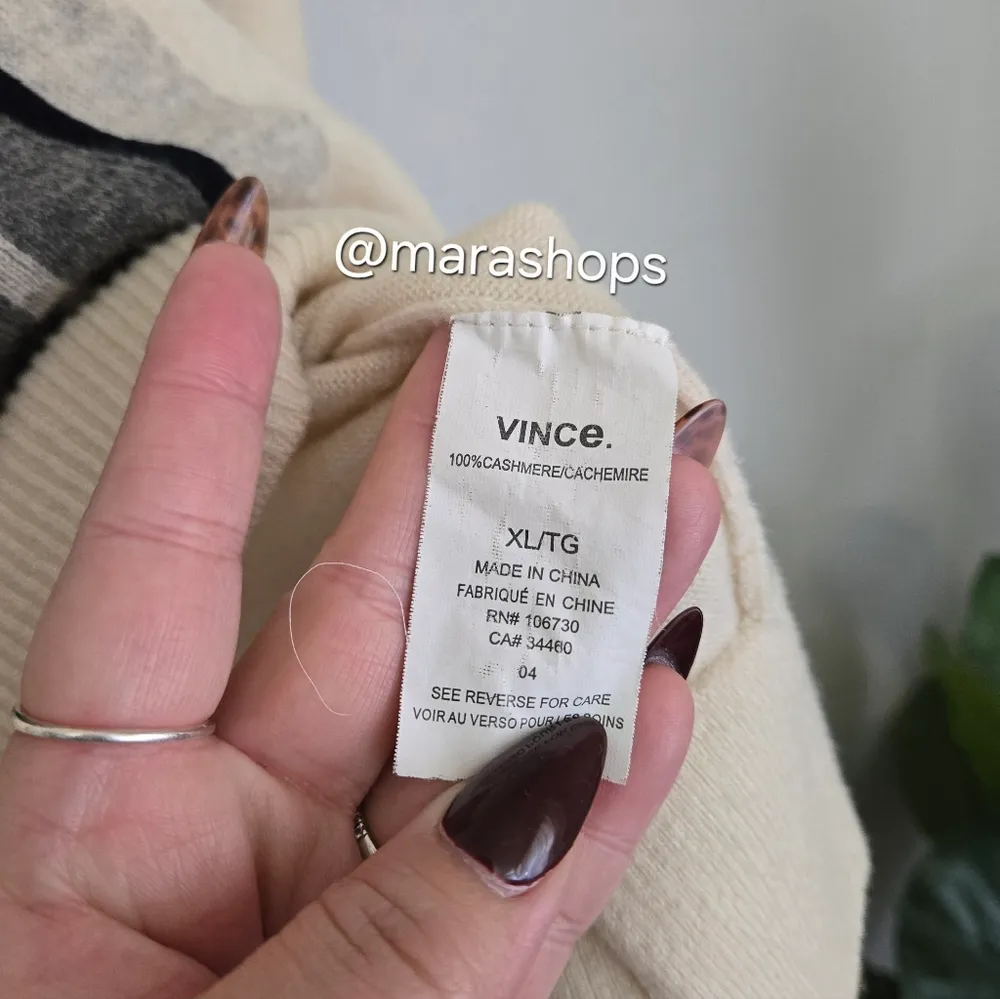 VINCE Cream Stripe Cashmere Sweater - Image 6