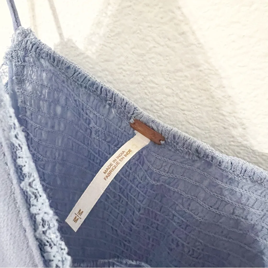 NWT NEW Free People Kiki Peplum Sheer Ruffed Blue Slip Dress Size Medium M - Image 4