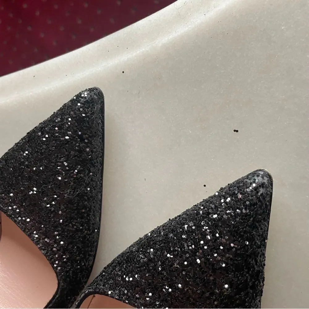 Kate Spade Black Glitter Valerie Pump Heels- Size 6 - Image 6