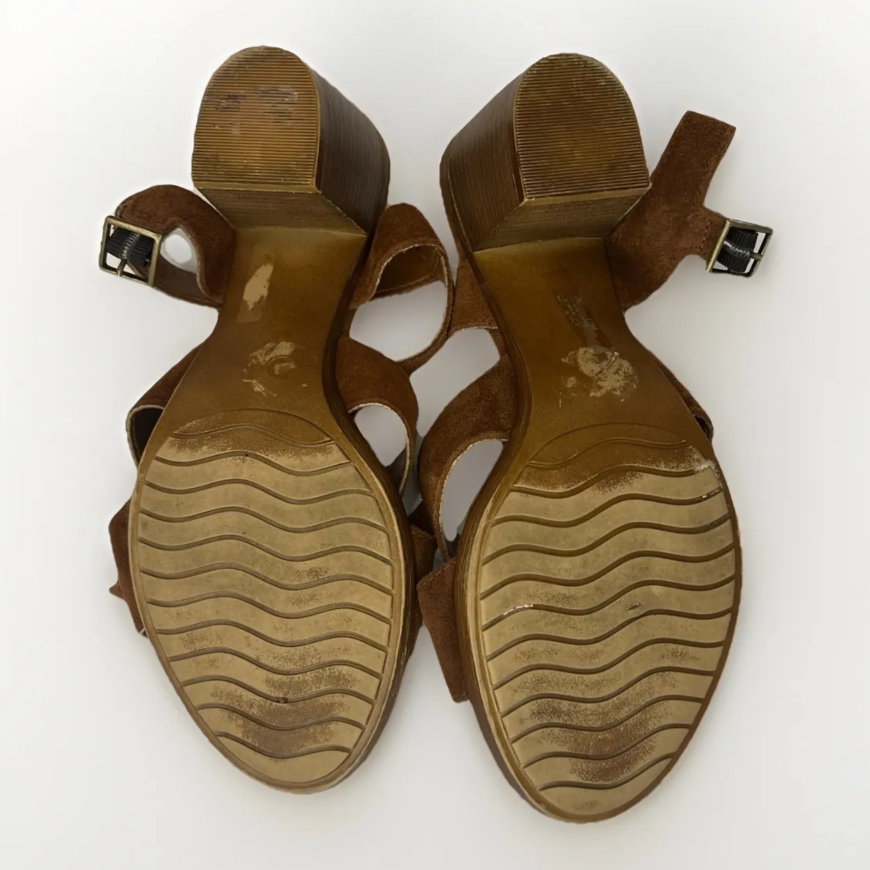 Mariella‎ Brown Suede Block Heel Sandals 7.5M Made in Italy Leather Strap Size 7.5 - Image 10