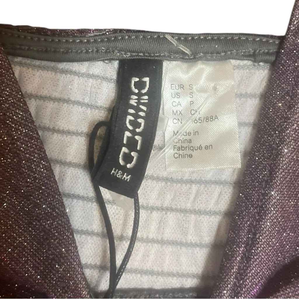 NWOT H&M Divided Purple/Gray Glitter Cut Out Midi Dress - Image 7