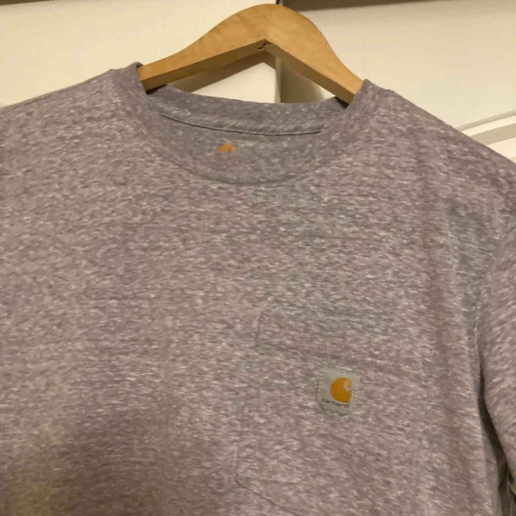 Carhartt Pocket T Shirt Small 4-6 Marled Purple Short Sleeve Crew Neck Cotton - Image 2