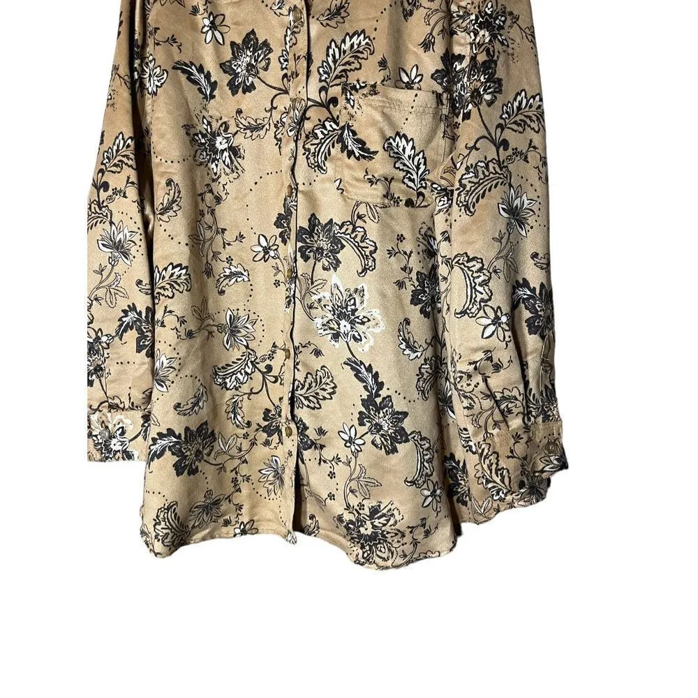 Woman Within Plus Size Button Down Soft Sueded Moleskin Shirt Size 1X 22/24 - Image 3