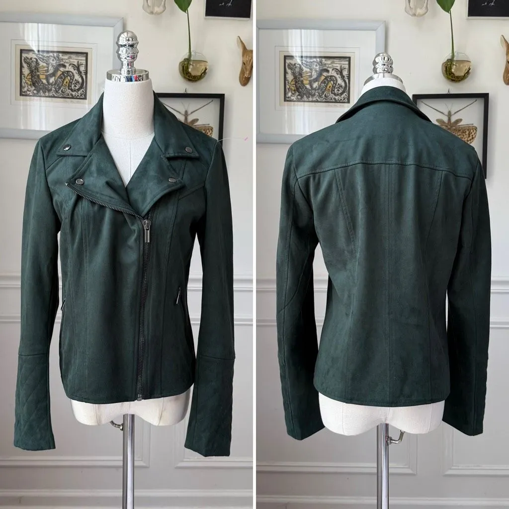 KUT from the Kloth Women’s Green Quinn Vegan Suede Moto Jacket S - Image 2