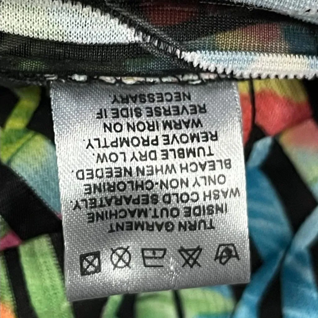 Share Damee Tunic Size Small Blue Black Semi Sheer Ruffle Sleeve Button Front Ab - Image 5