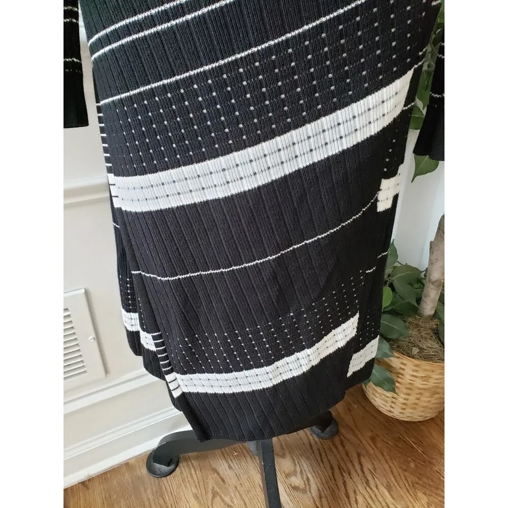 Monroe & Main Sweater Dress Womens Large Black White Knit Long Sleeve Crew Neck - Image 10